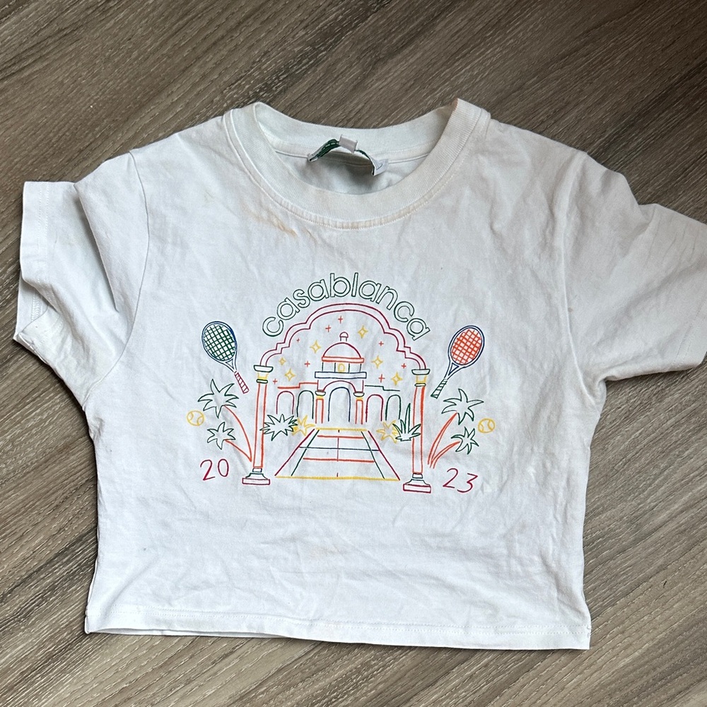 Casablanca crop White Graphic Tee